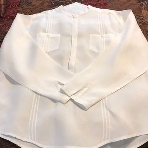 Cubavera Men’s linen casual collarless shirt